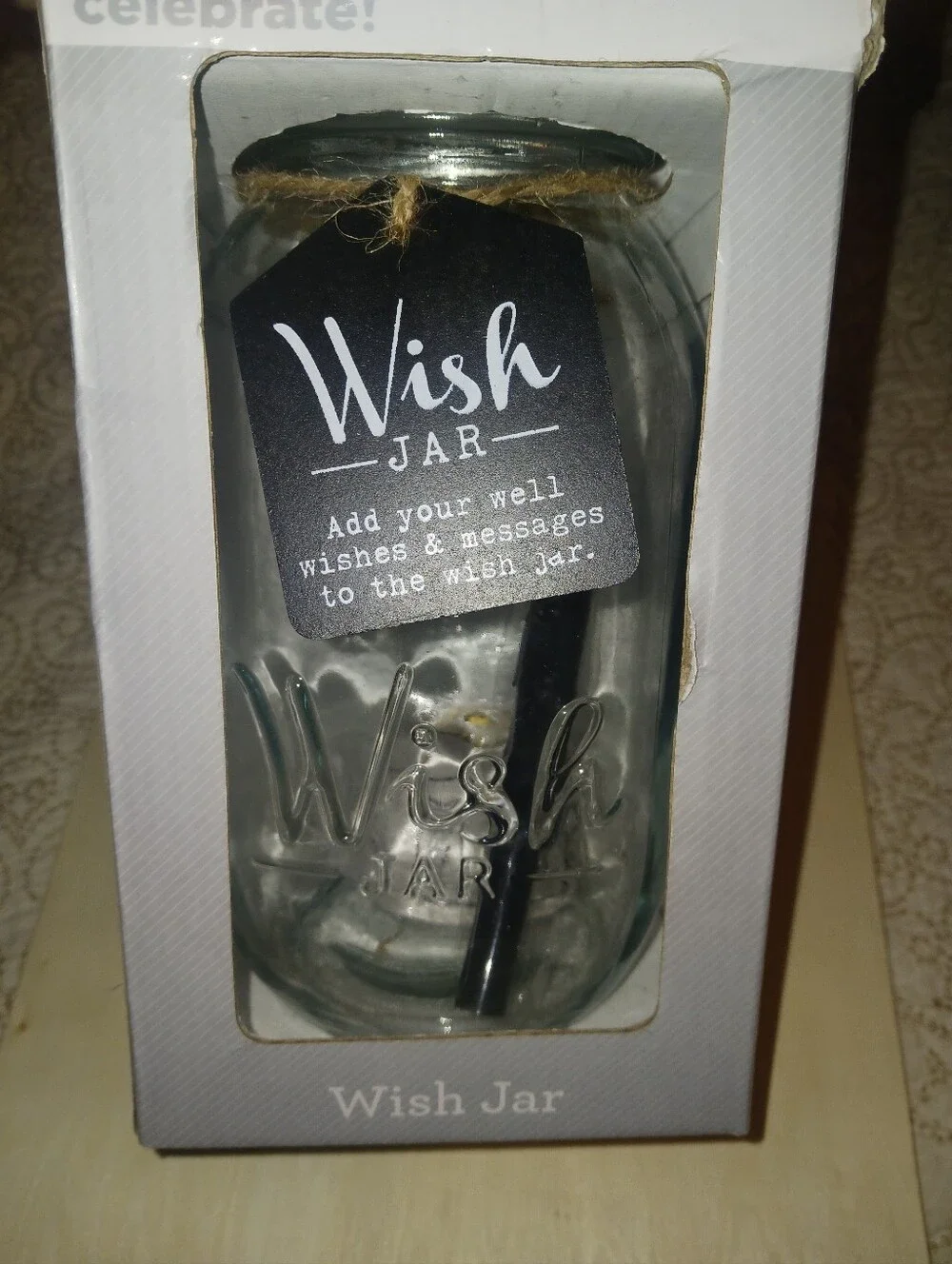 Wish Jar Message Mason Jar - Clear NEW IN BOX